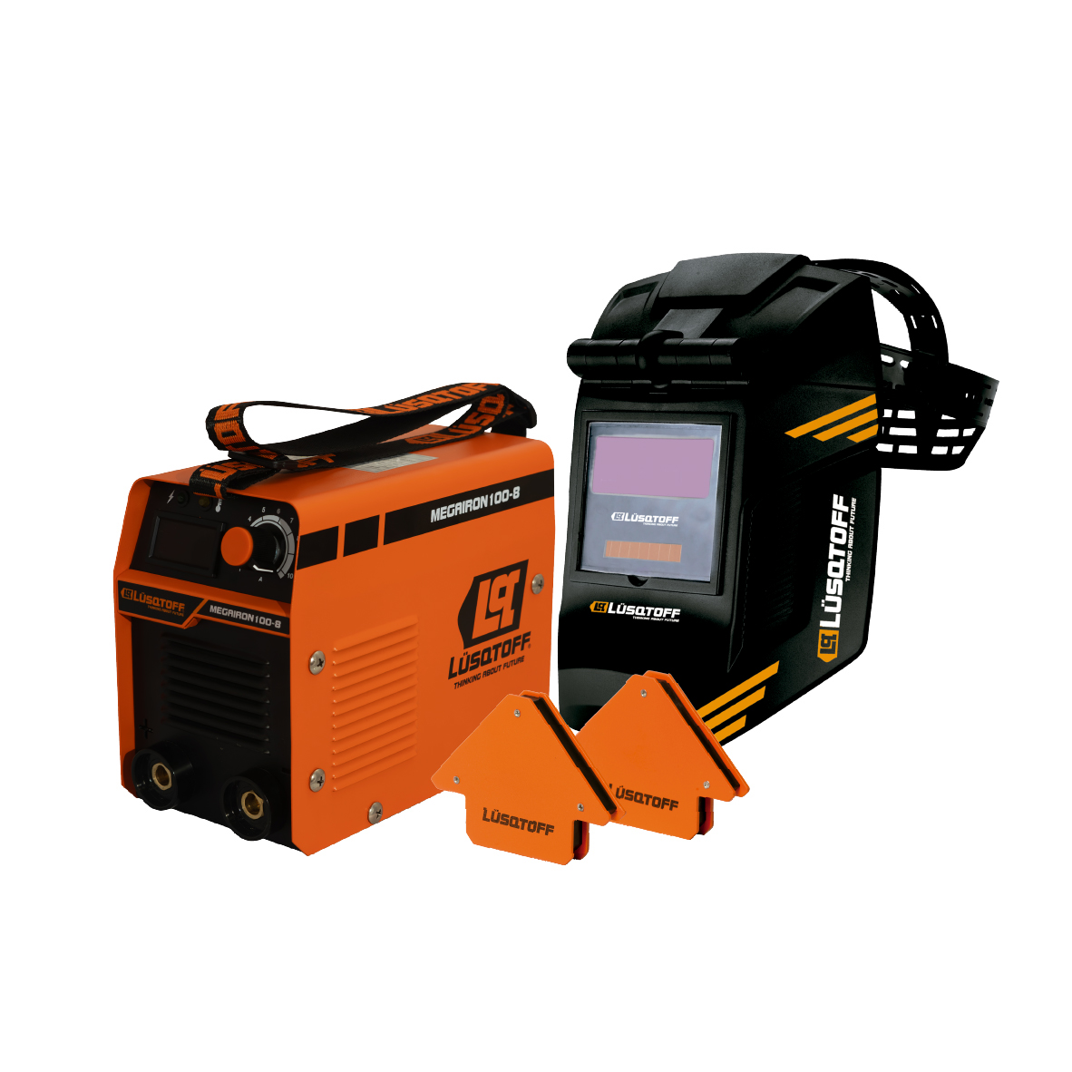 Soldadora inverter MEGAIRON 100-8 + máscara fotosensible + escuadras