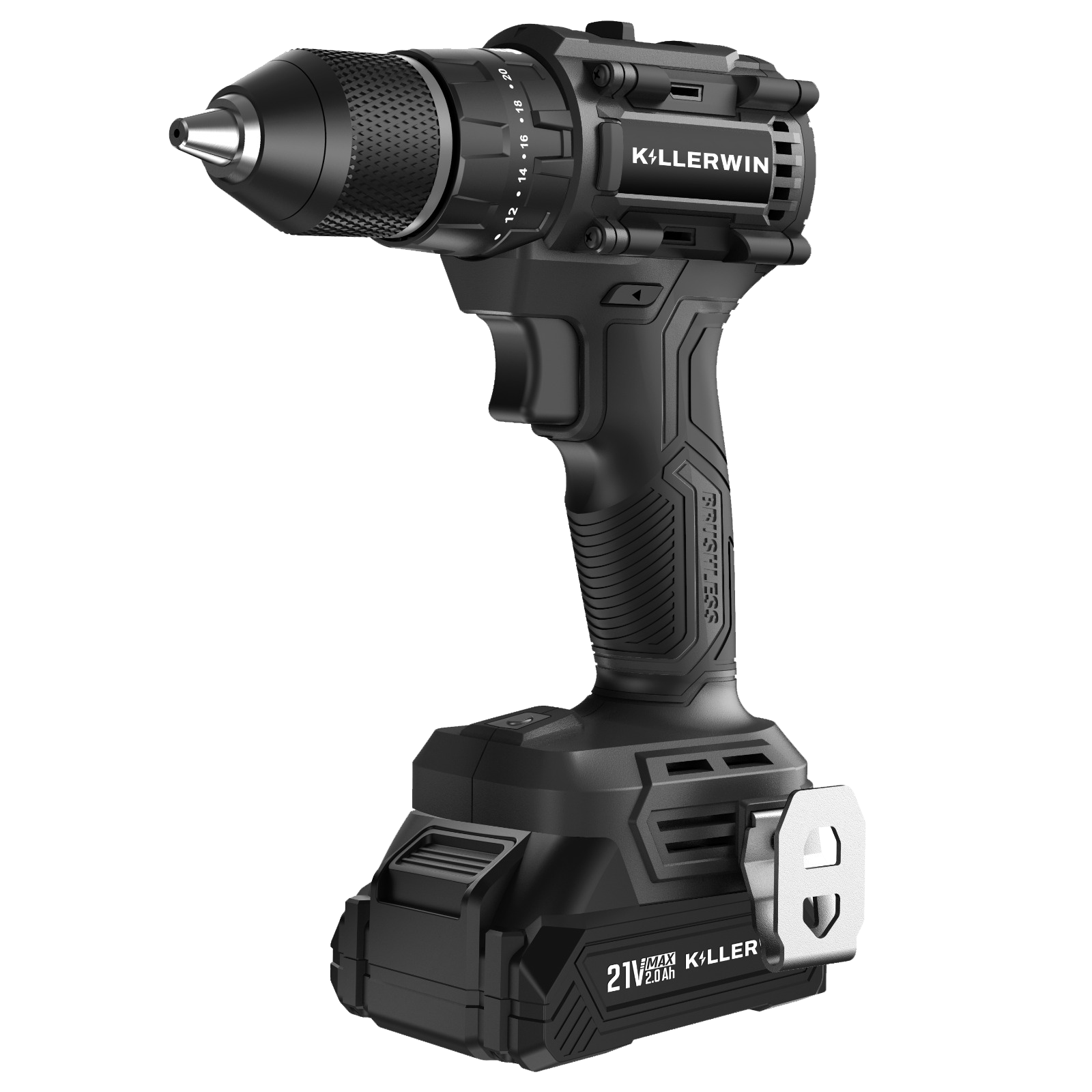 Taladro percutor inalámbrico brushless 21V 13mm — Kit básico