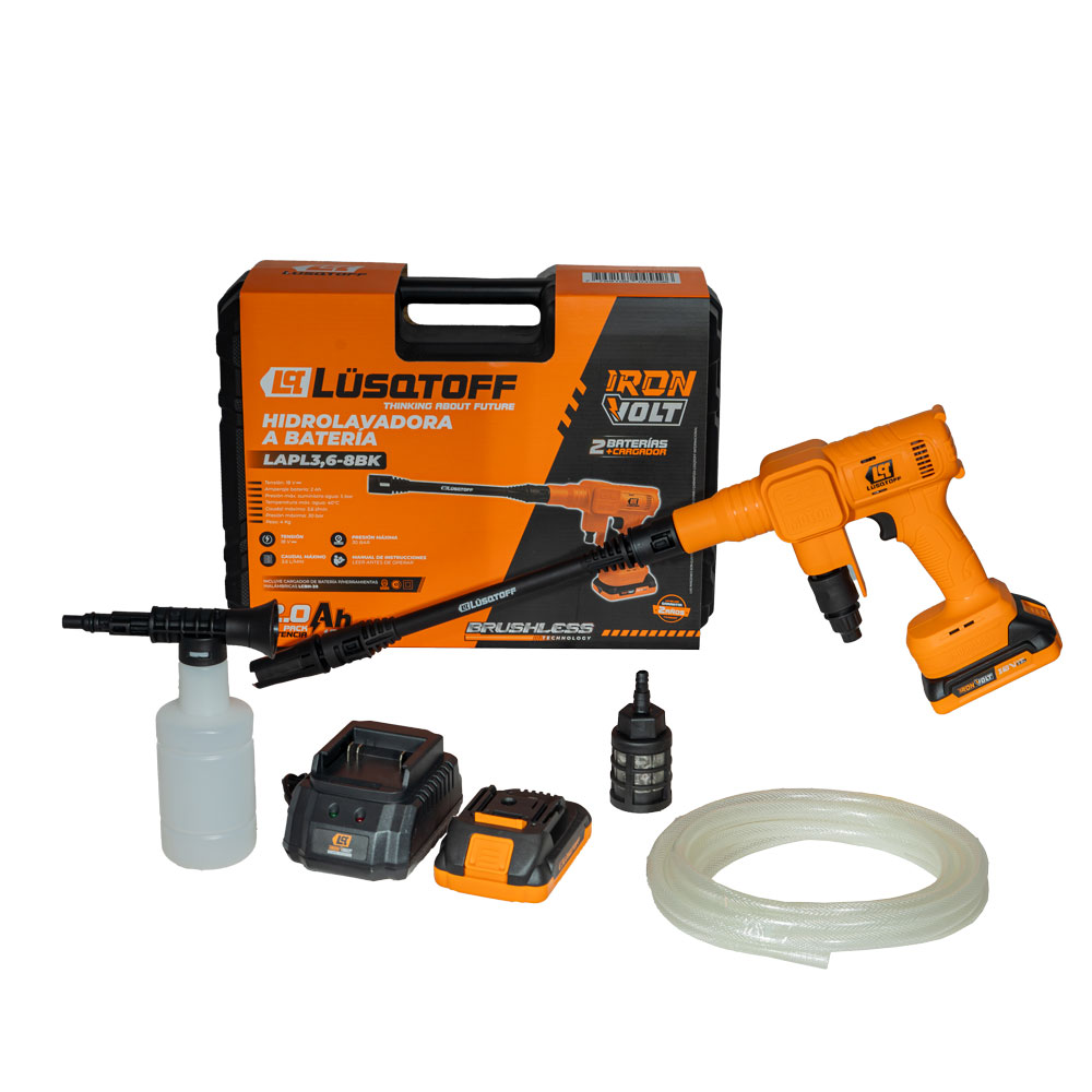 Hidrolavadora a batería 18V Brushless Iron Volt + 2 baterías y cargador